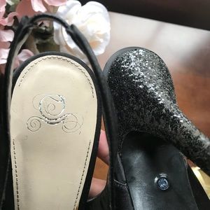 Fergie Fergalicious Black Satin/Glitter Heels